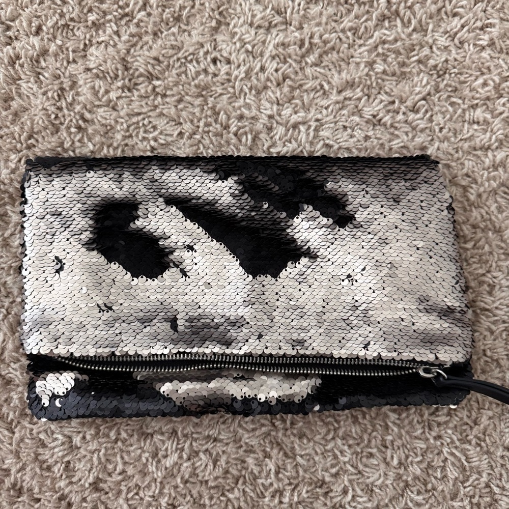 Stella & Dot Black and Silver Clutch